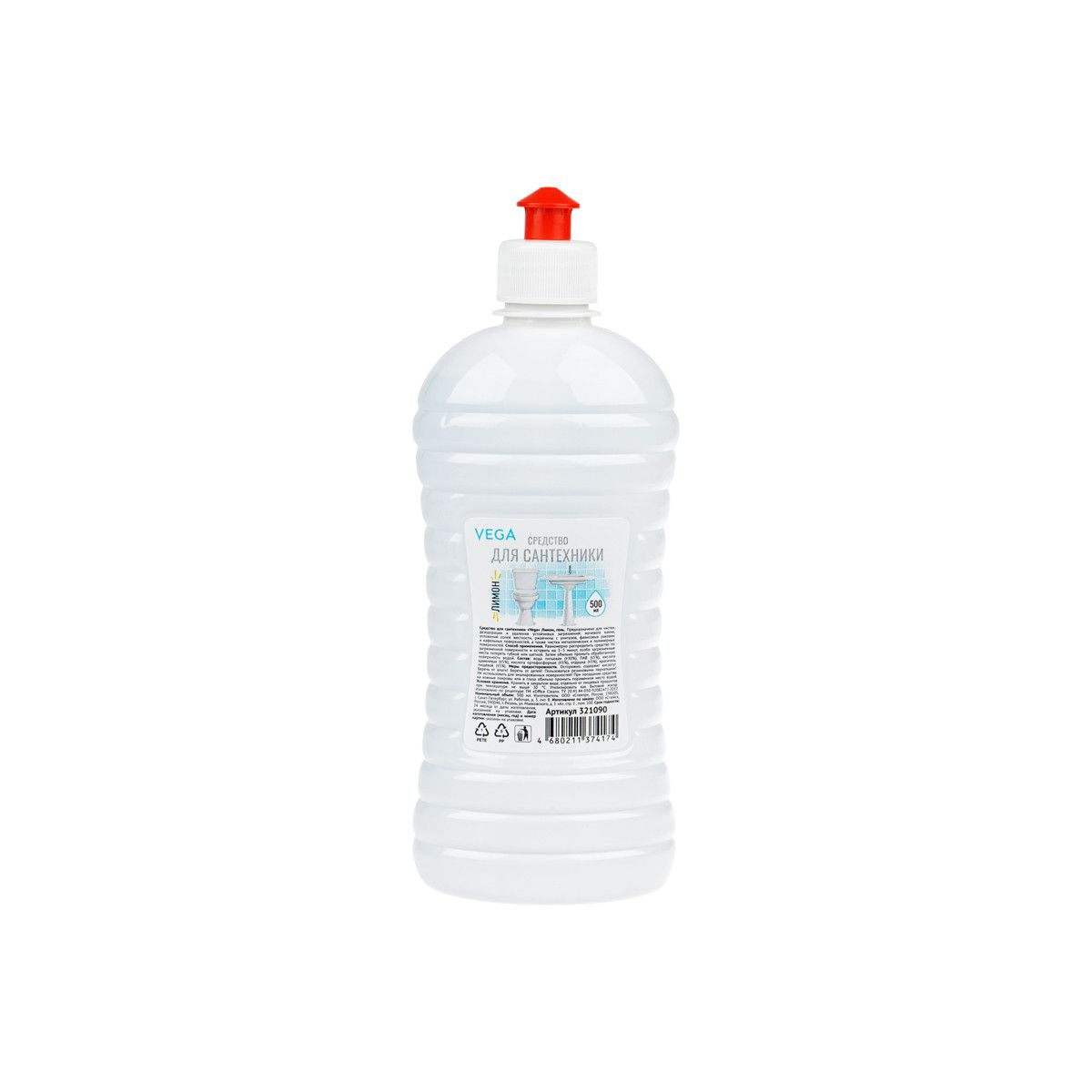 Чистящее средство для сантехники Vega "Лимон", гель, пуш-пул, 500мл