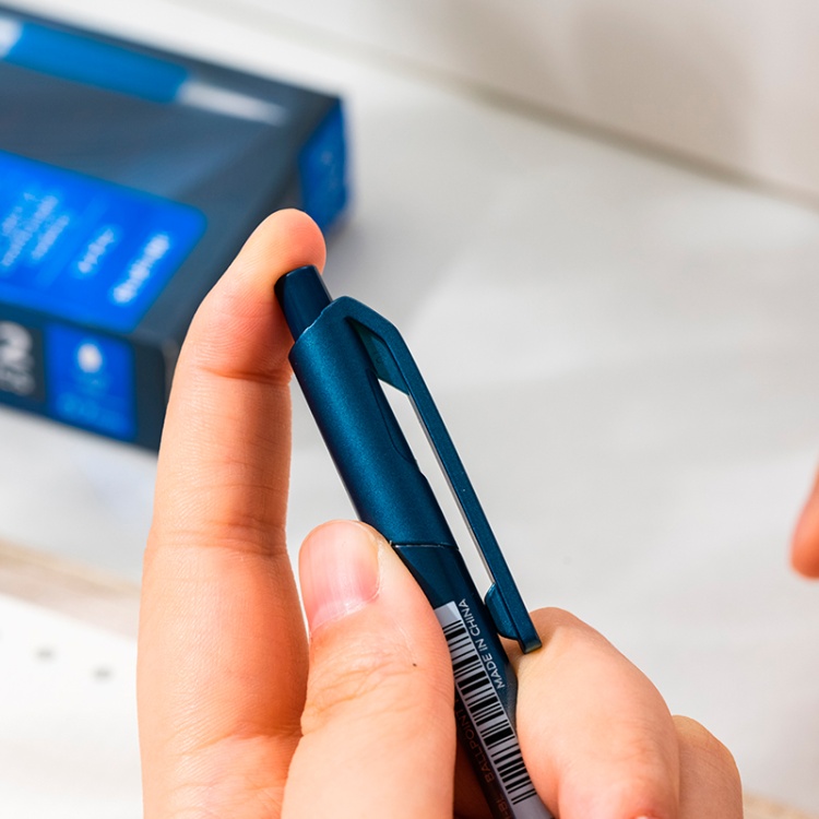 Ручка автоматическая шариковая DELI Q11-BL  0,7 мм  синий стержень,резиновый грипп