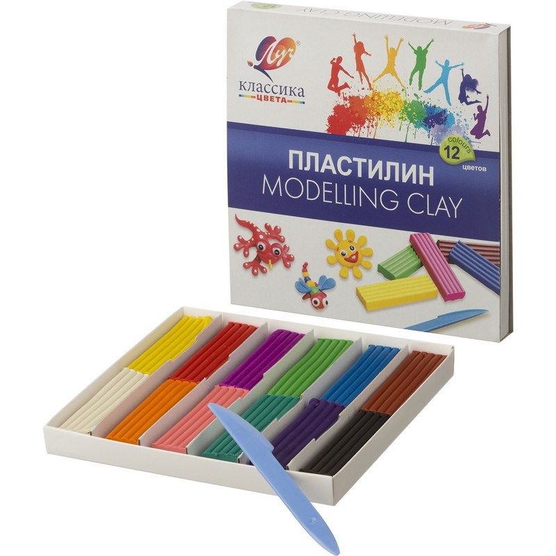 Пластилин "Классика" 12 цветов стек (Луч)