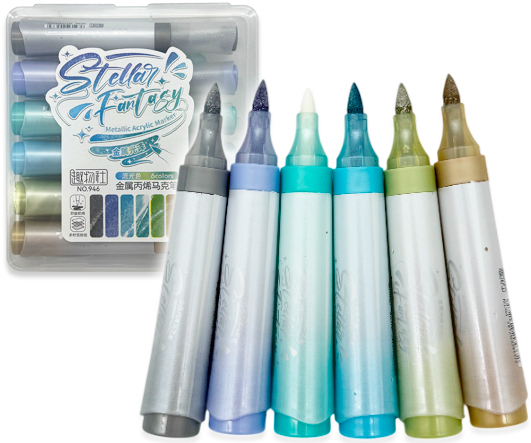 Маркер акриловый METAL, 6 цветов, ON-946-6