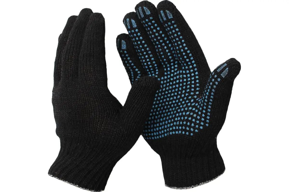 Перчатки рабочие Х/Б черные комбинированные