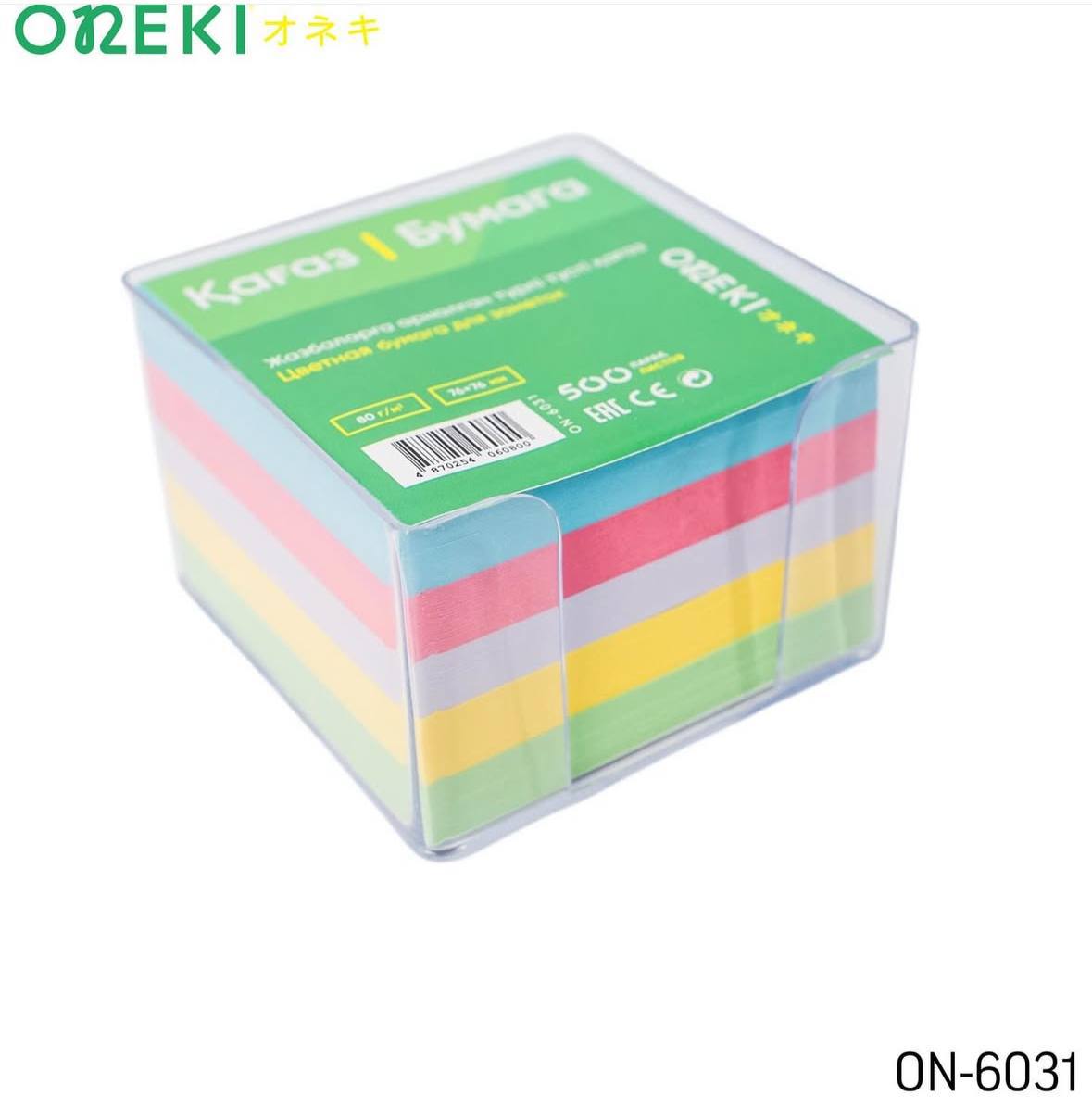 Бумага для заметок 500 лист 5 цветов в боксе, ONEKI, 76*76 мм