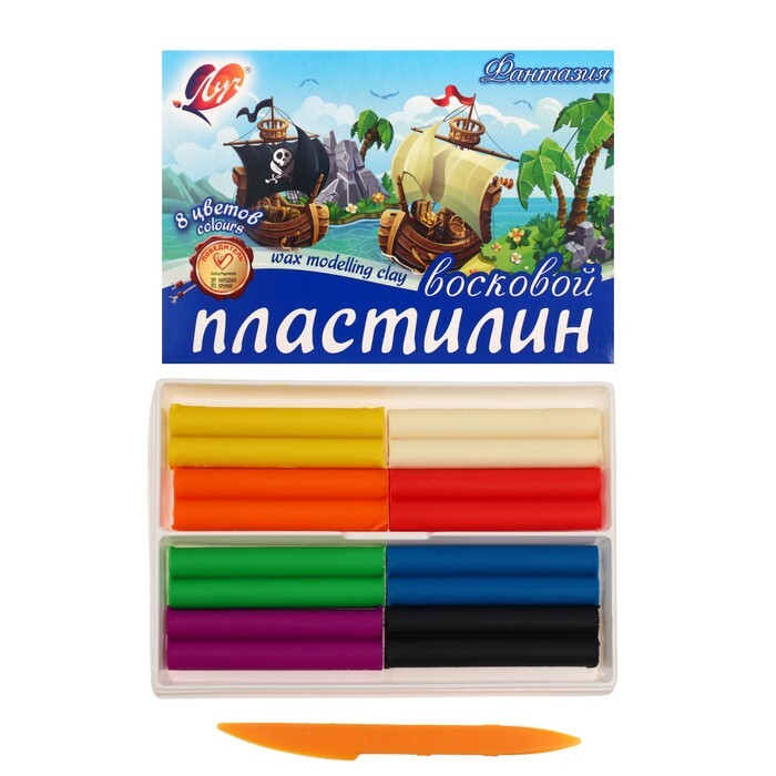 Пластилин Фантазия Восковой 8 цветов