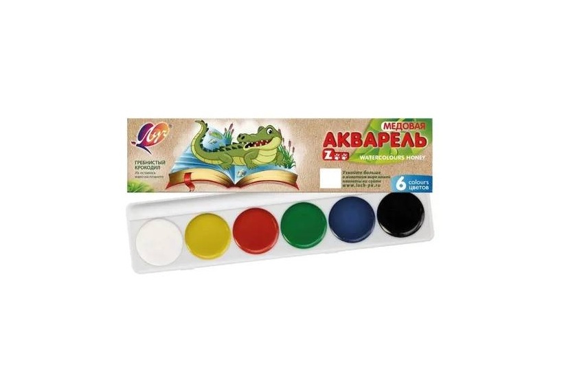 Акварель медовая ZOO 6 цветов без кисти