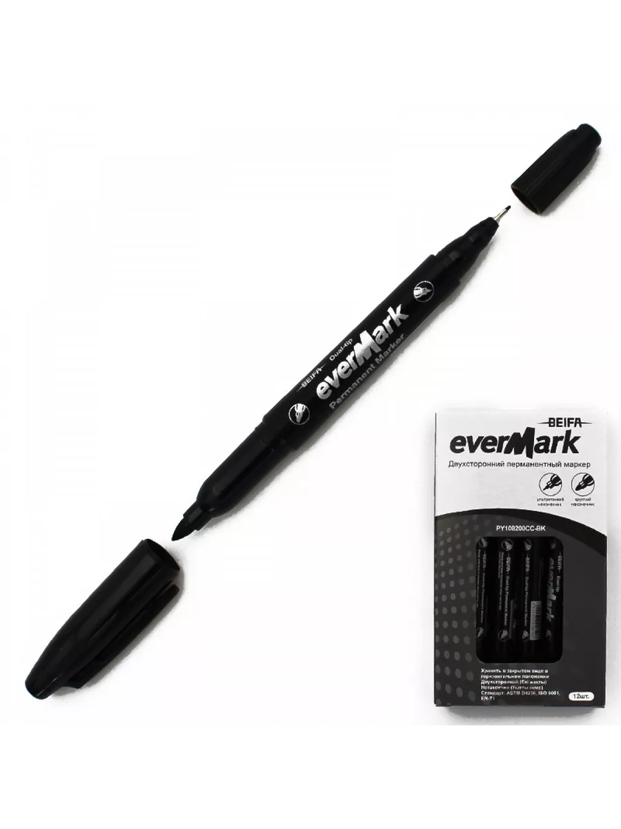Маркер перманентный двухсторонний Китай Черный BEIFA