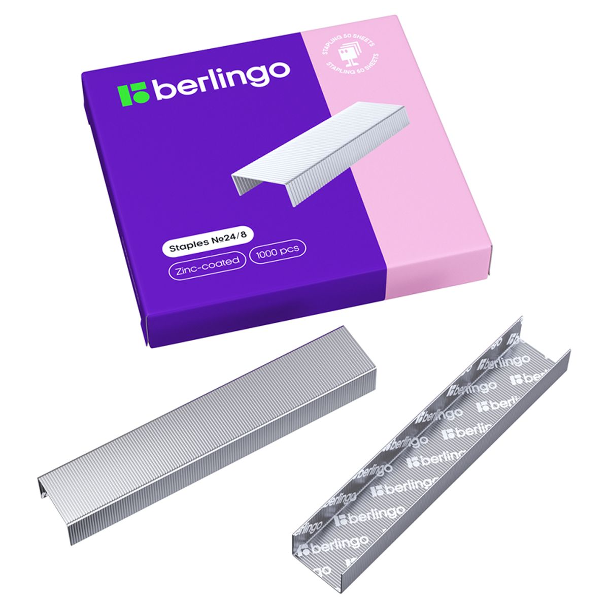 Скобы для степлера №24/8 Berlingo, оцинкованные, 1000шт