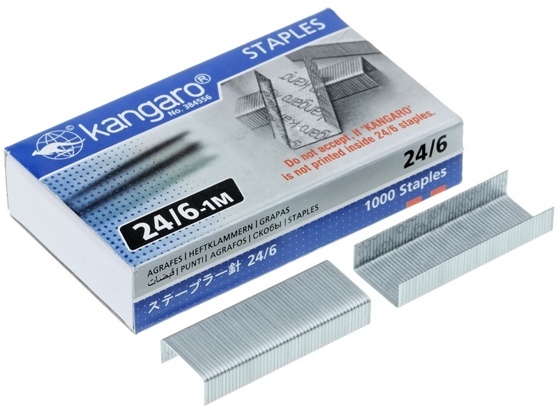 Скобы для степлера Kangaro №24/6 оцинкованные, 1000шт(ориг.)